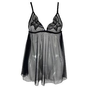 Seven til Midnight Small Medium‎ Lingerie Nightie Black Lace Butterfly 499